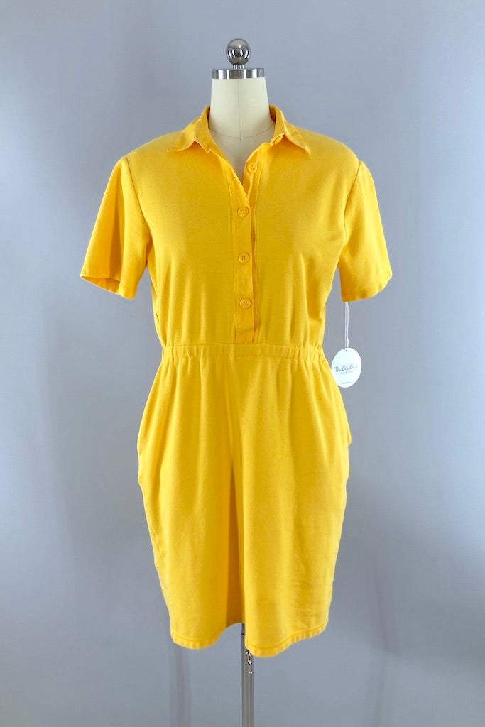 Vintage Liz Claiborne Yellow Knit Dress-ThisBlueBird