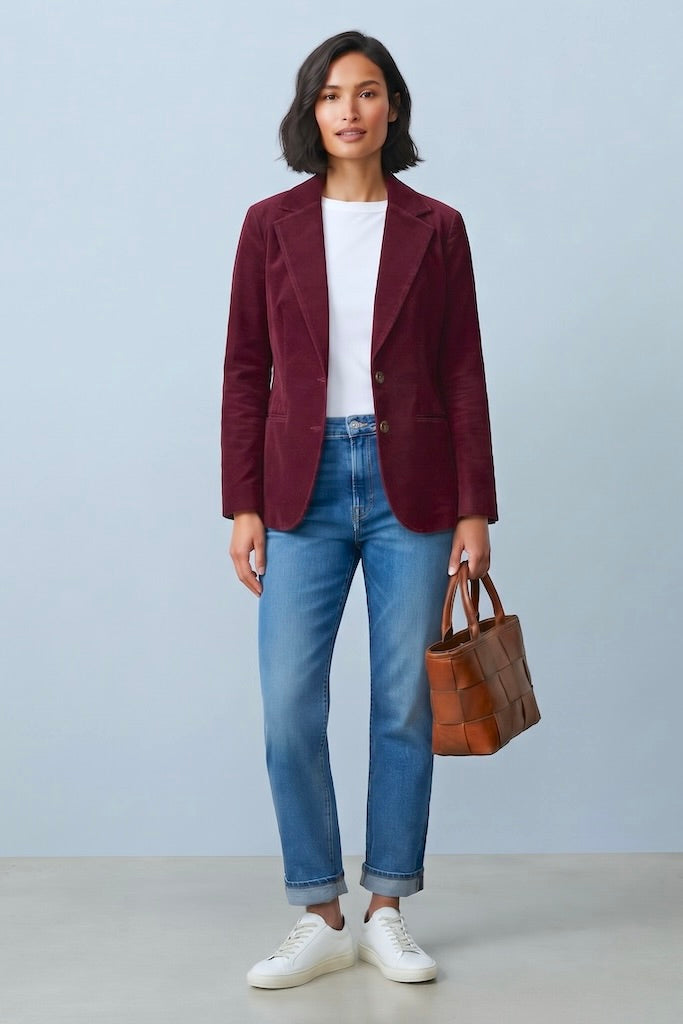 Vintage Maroon Corduroy Blazer-ThisBlueBird