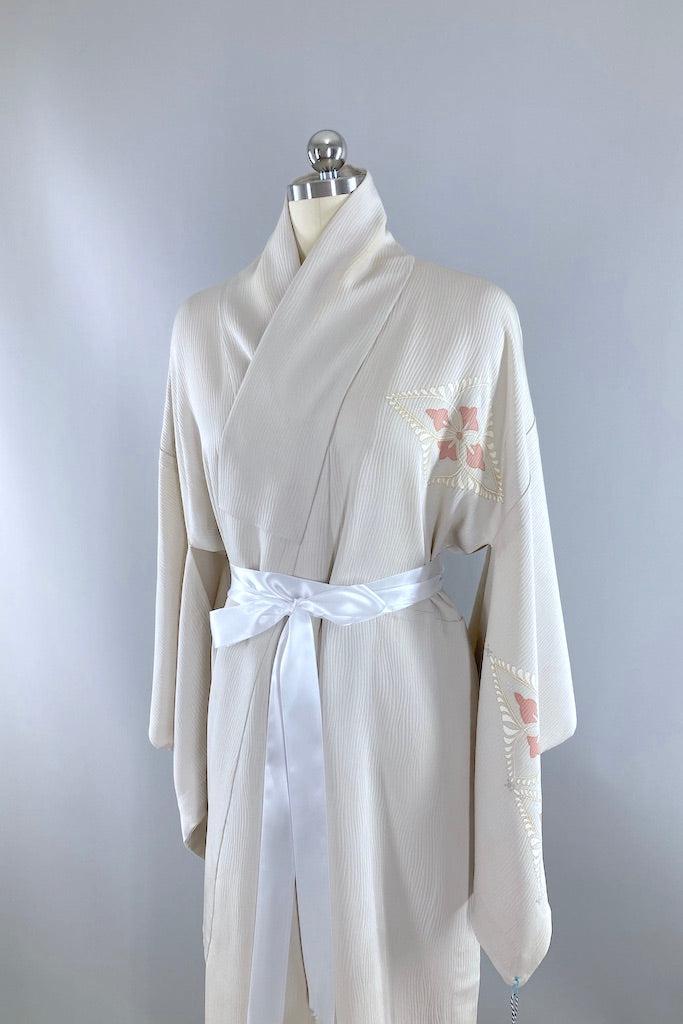 Vintage Pale Grey &amp; Pink Art Deco Kimono-ThisBlueBird