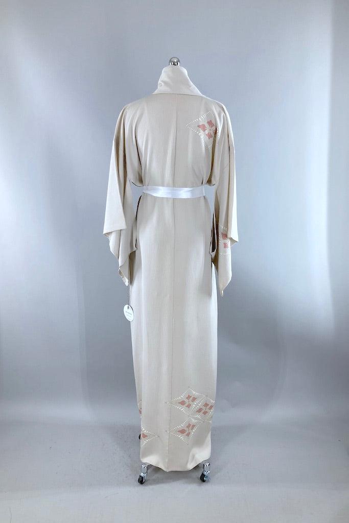 Vintage Pale Grey &amp; Pink Art Deco Kimono-ThisBlueBird