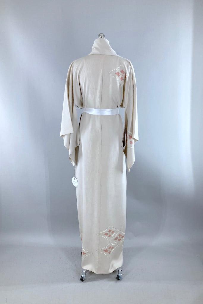 Vintage Pale Grey & Pink Art Deco Kimono-ThisBlueBird