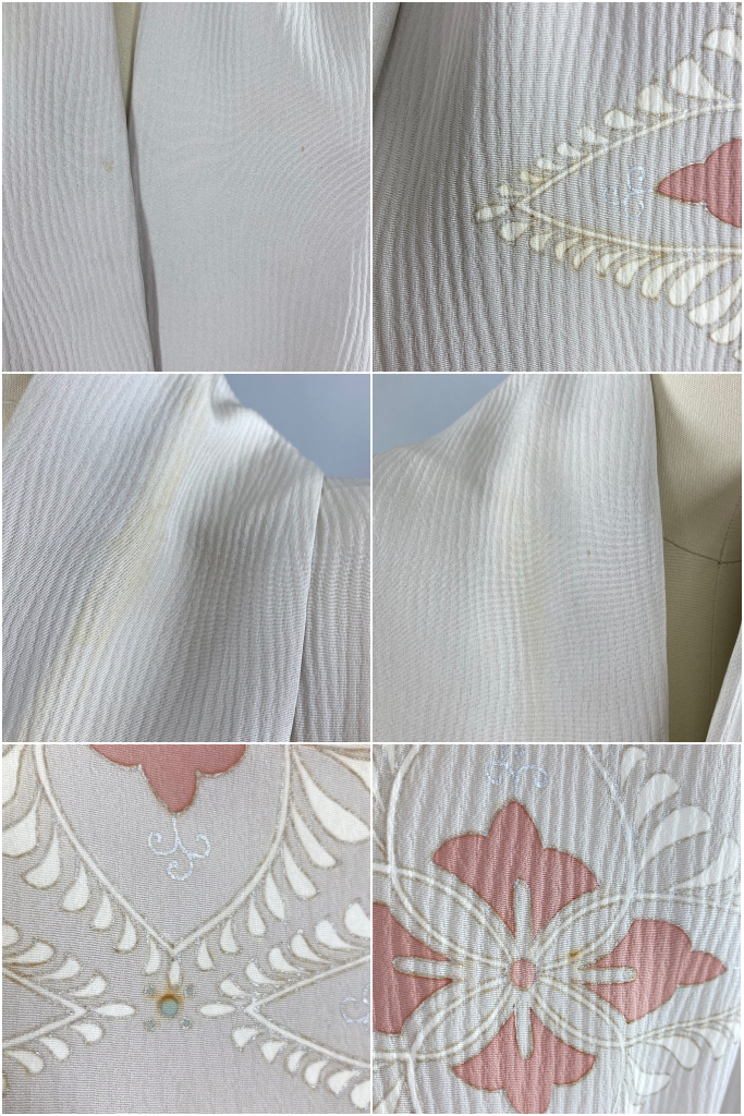 Vintage Pale Grey &amp; Pink Art Deco Kimono-ThisBlueBird