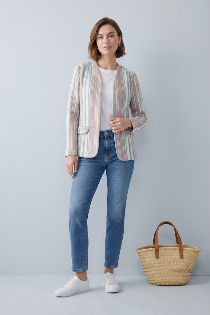 Vintage Pastel Stripe Spring Jacket-ThisBlueBird