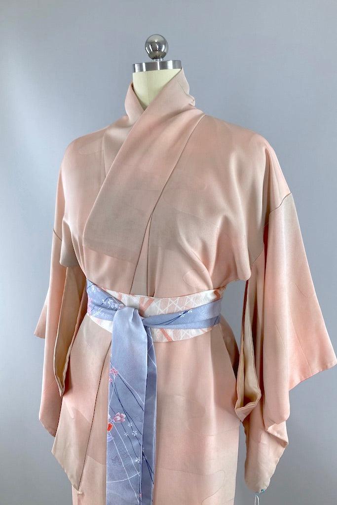 Vintage Pink &amp; Grey Ombre Silk Kimono-ThisBlueBird