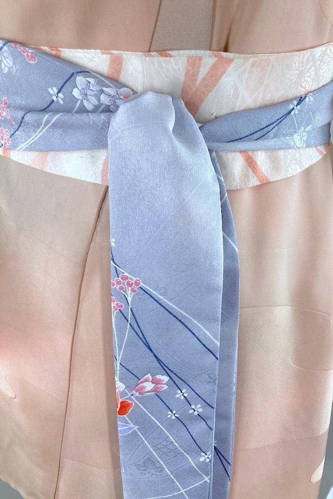 Vintage Pink &amp; Grey Ombre Silk Kimono-ThisBlueBird