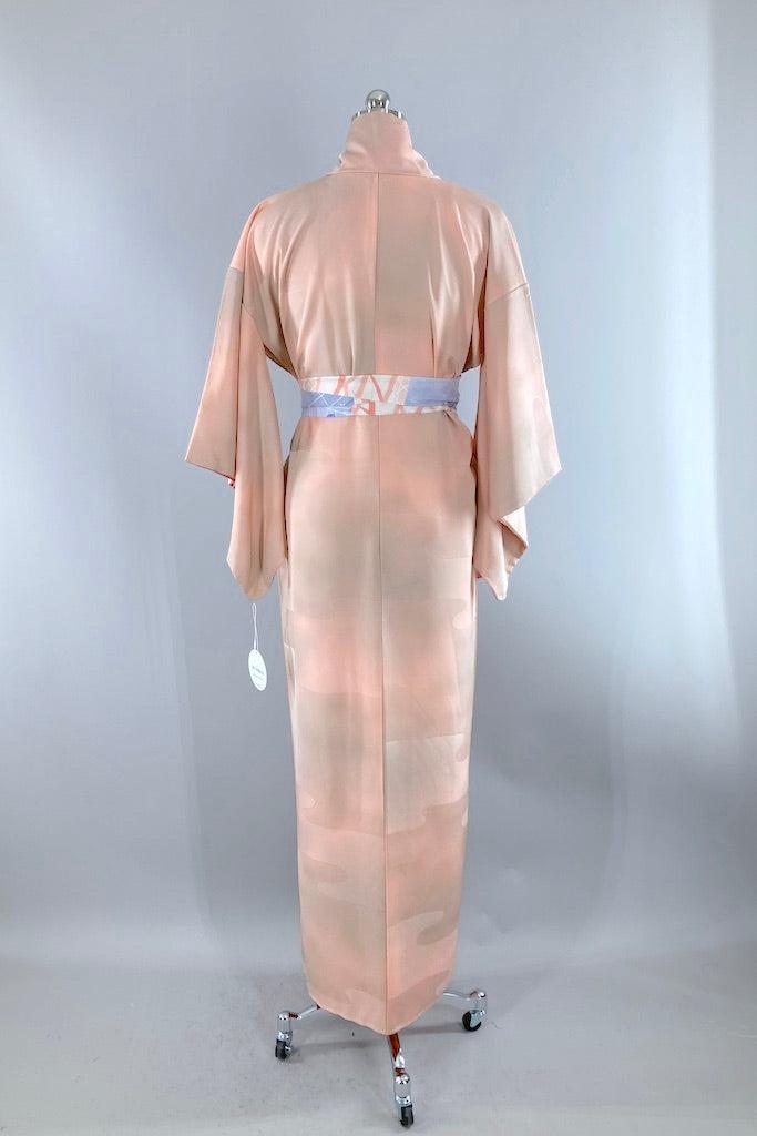 Vintage Pink &amp; Grey Ombre Silk Kimono-ThisBlueBird
