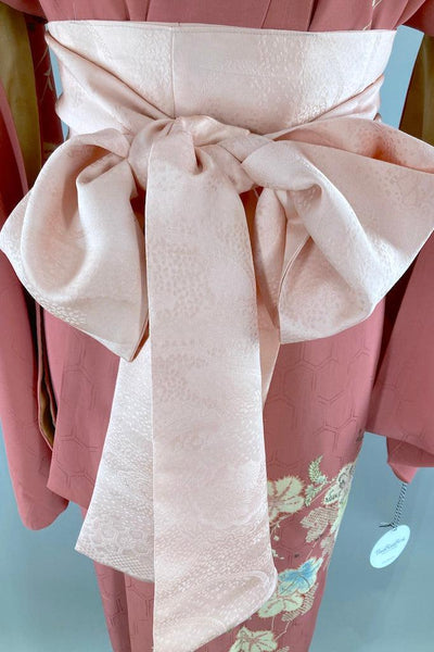 Vintage Pink Maple Leaves Silk Kimono-ThisBlueBird