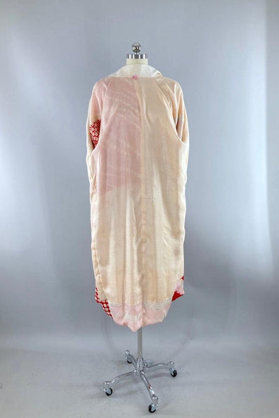 Vintage Pink & Red Patchwork Silk Juban Kimono-ThisBlueBird
