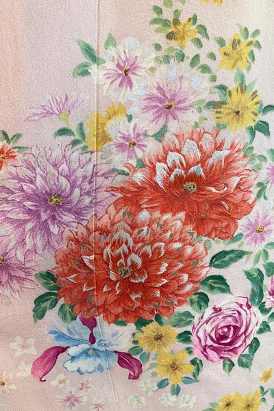 Vintage Pink Roses Silk Kimono-ThisBlueBird
