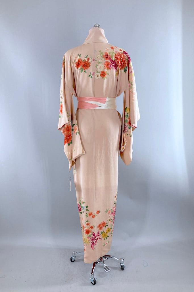 Vintage Pink Roses Silk Kimono-ThisBlueBird