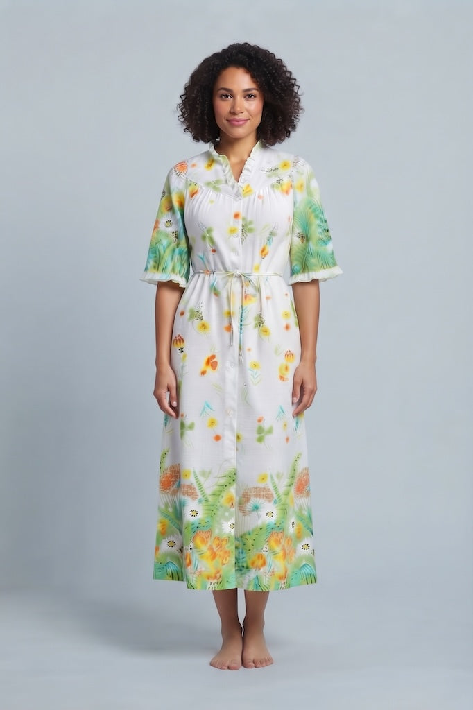 Vintage Preppy Floral Lounging Robe-ThisBlueBird