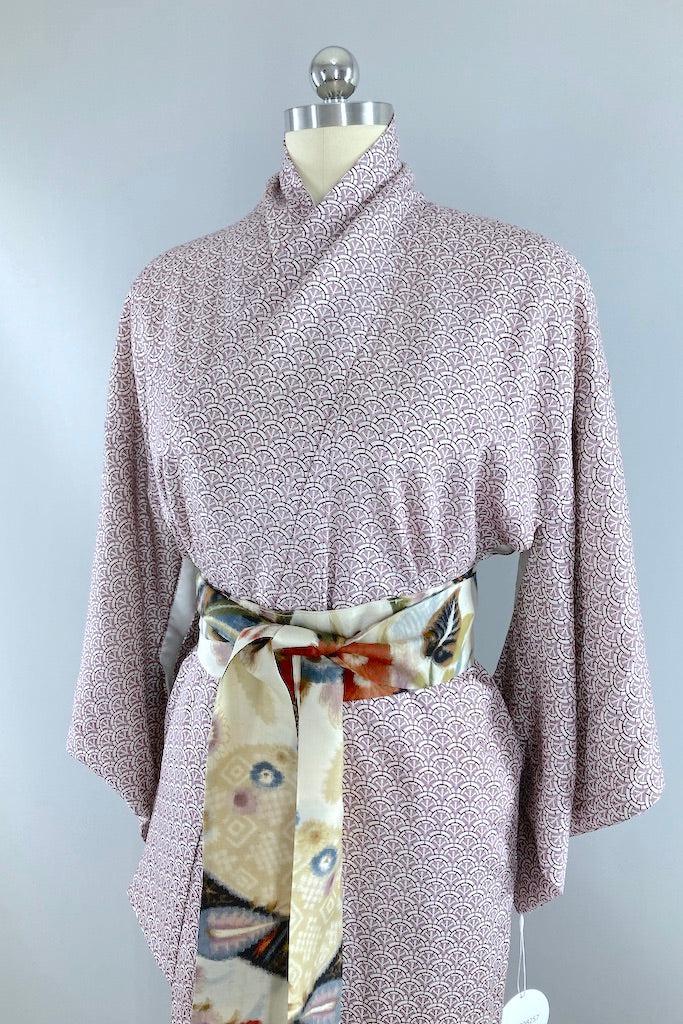 Vintage Purple Seigaiha Silk Kimono-ThisBlueBird