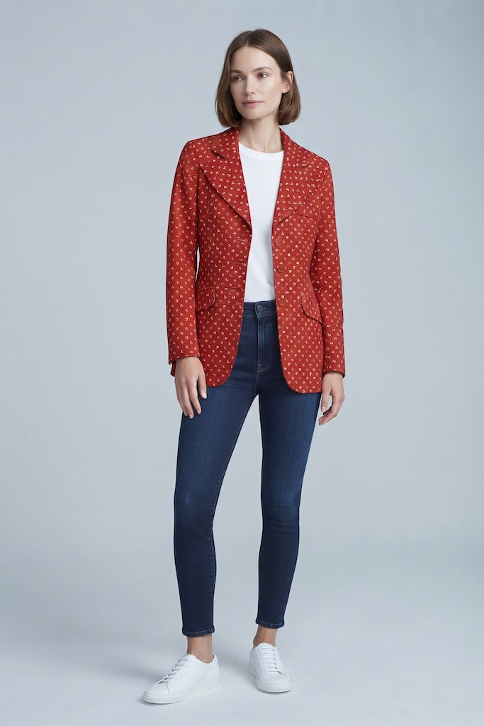 Vintage Red & White Anchors Blazer-Vintage Outerwear-ThisBlueBird