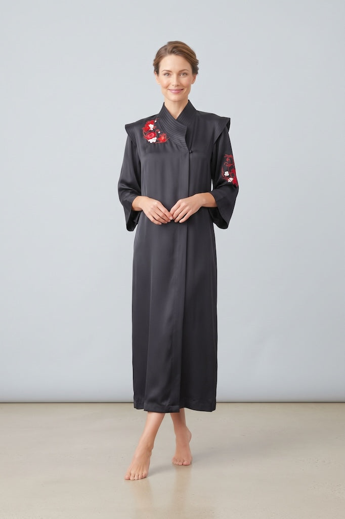 Vintage Saks 5th Ave Silk Embroidered Robe-ThisBlueBird