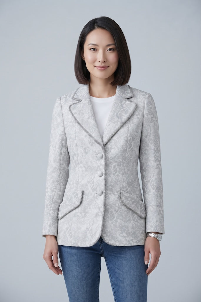 Vintage Silver Brocade Blazer-ThisBlueBird