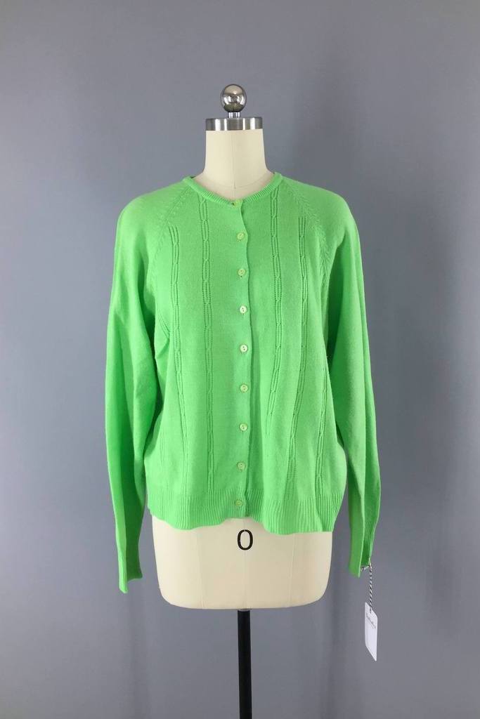 Vintage Spring Green Cardigan Sweater-ThisBlueBird