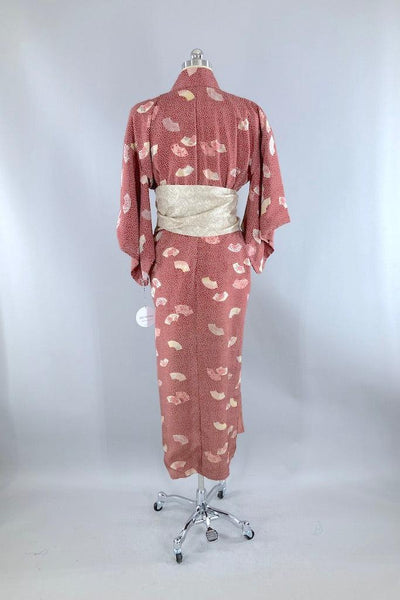 Vintage Terra Cotta Pink Rayon Kimono-ThisBlueBird