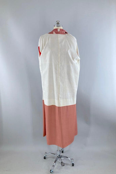 Vintage Terra Cotta Pink Rayon Kimono-ThisBlueBird