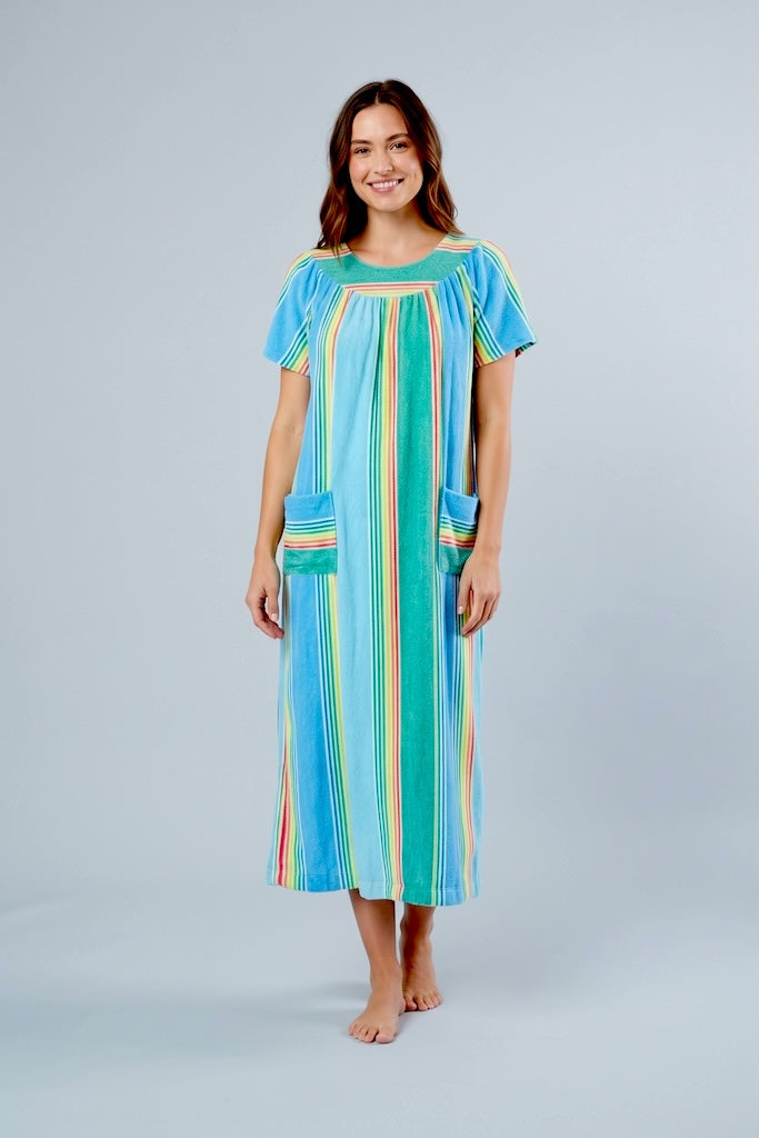 Vintage Terry Cloth Caftan Dress-ThisBlueBird
