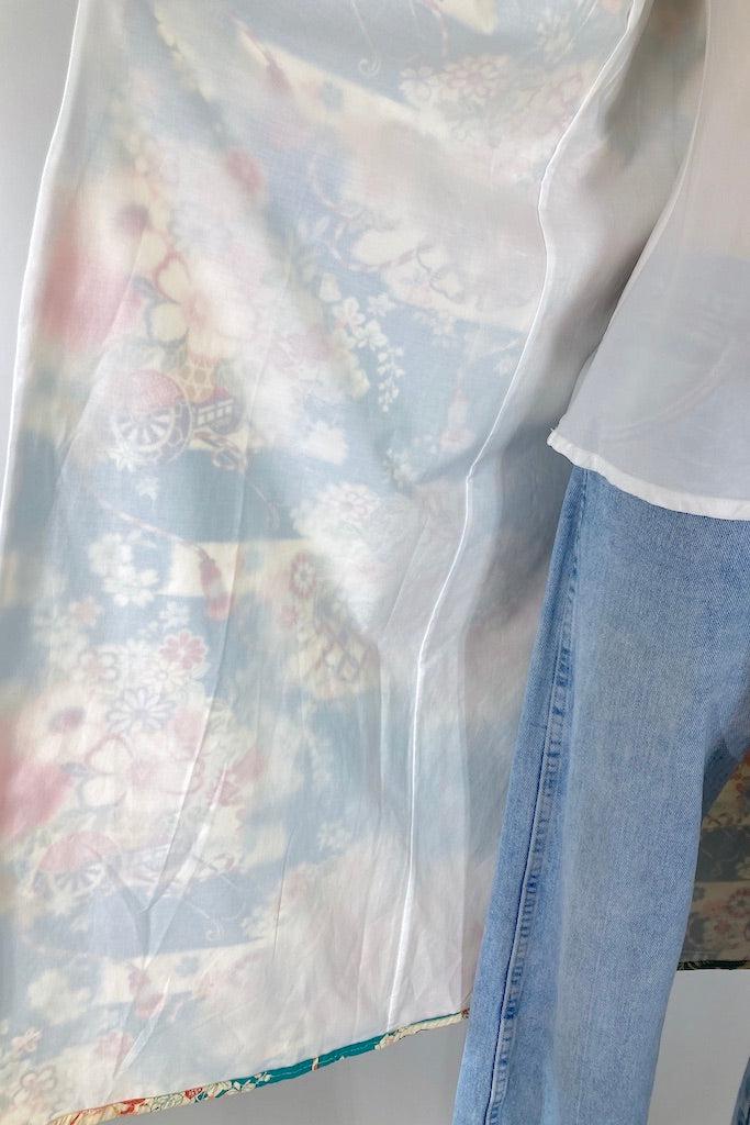 Vintage Turquoise Cotton Kimono Style Robe-ThisBlueBird