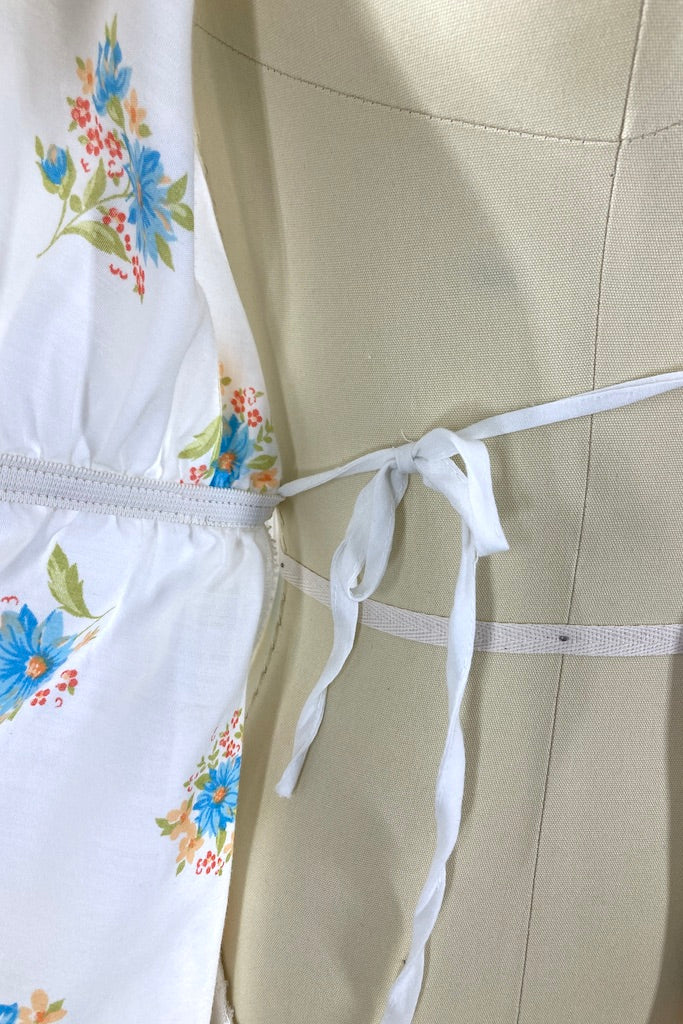 Vintage White Floral Print Duster Robe-ThisBlueBird