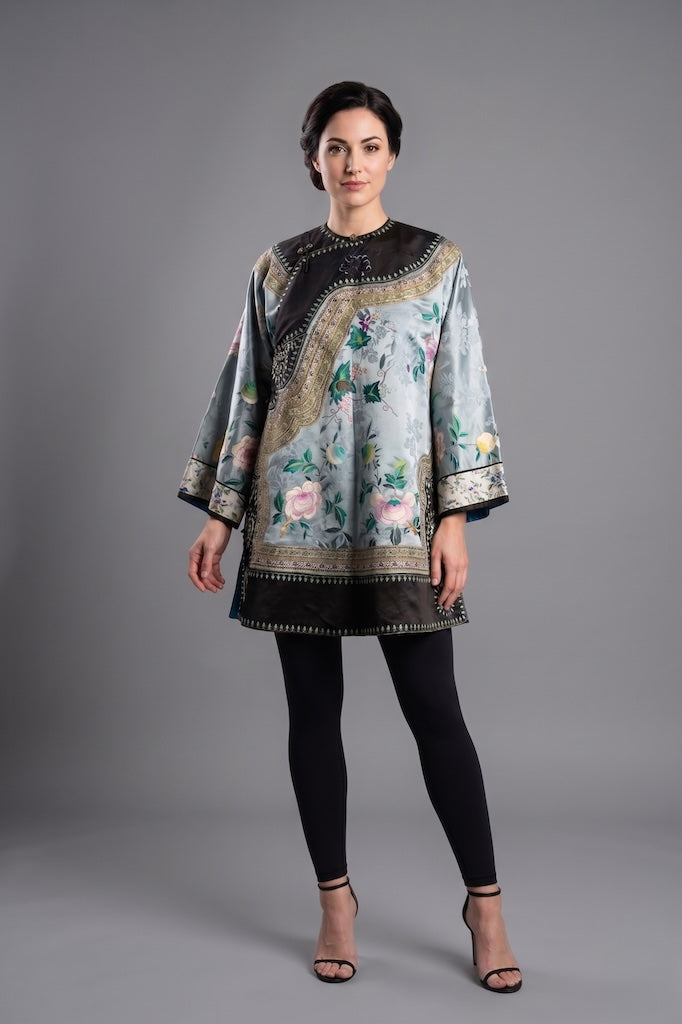 Antique Chinese Blue Silk Embroidered Court Robe-ThisBlueBird