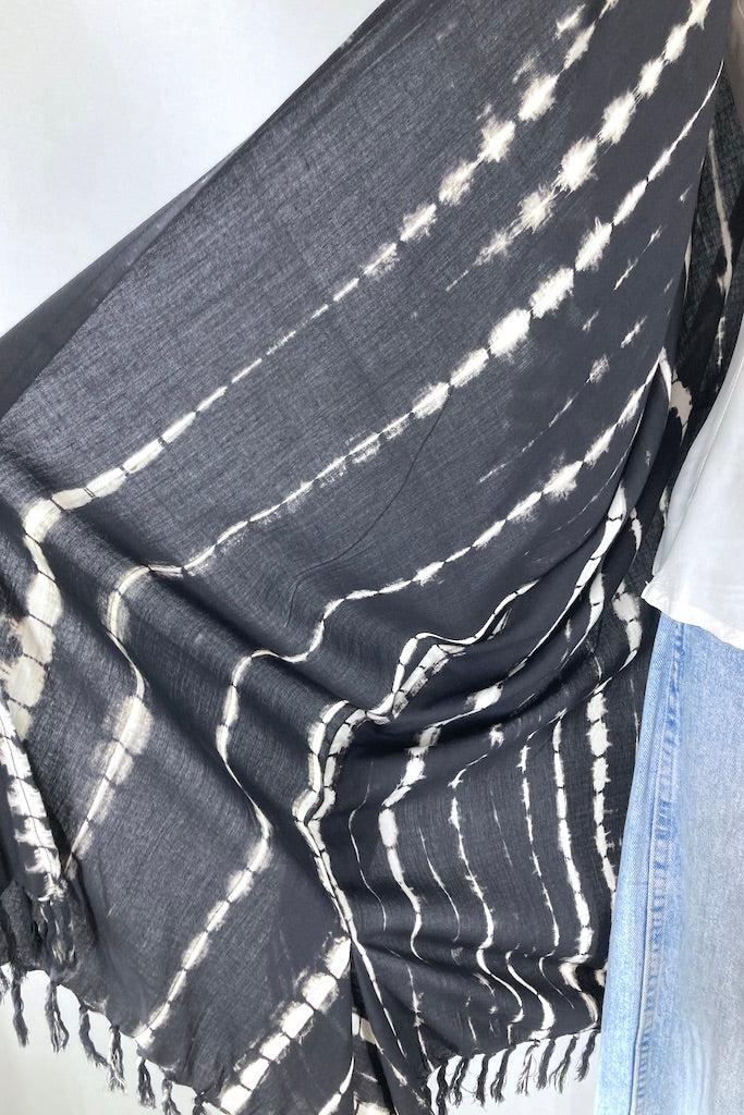 Bali Shibori - Black Kimono Duster-ThisBlueBird