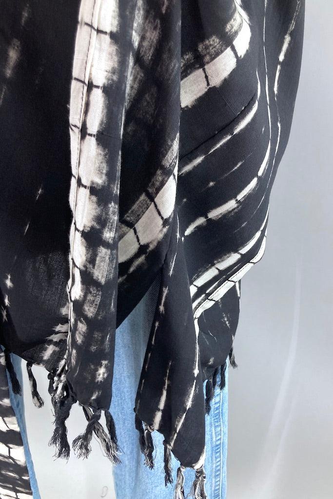 Bali Shibori - Black Kimono Duster-ThisBlueBird