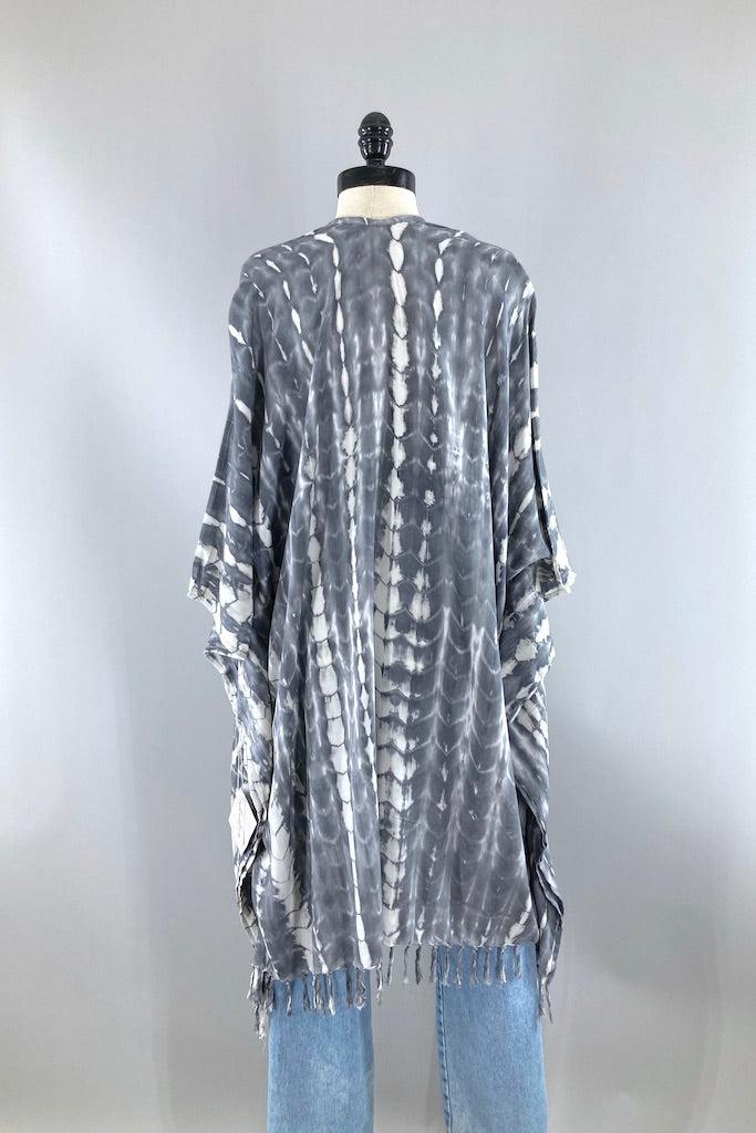 Bali Shibori - Grey Kimono Duster-ThisBlueBird