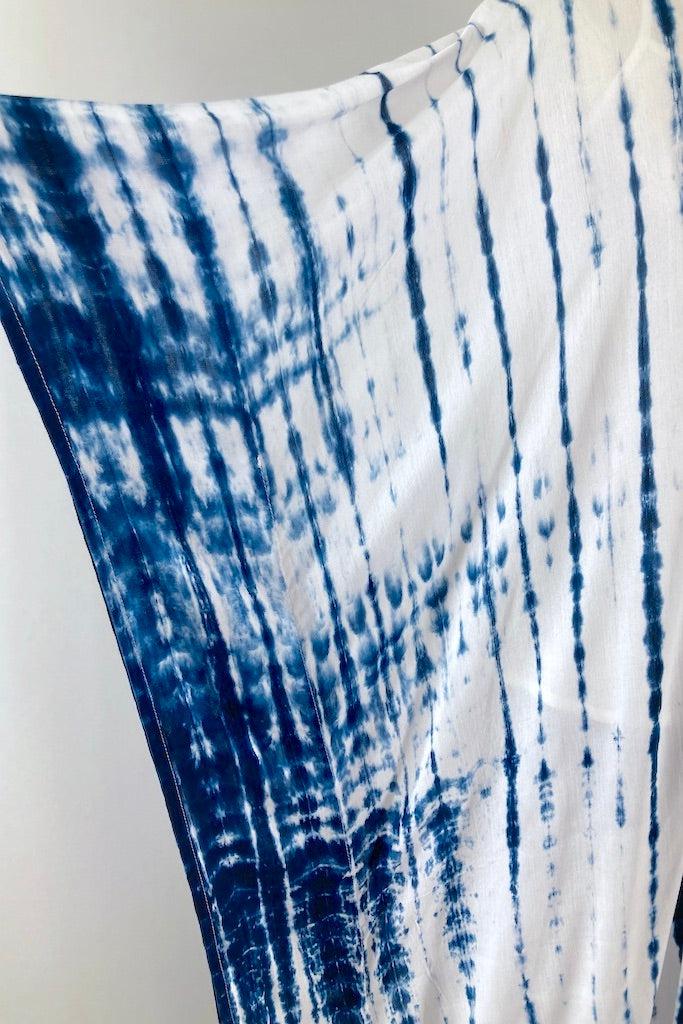 Bali Shibori - White Kimono Robe-ThisBlueBird