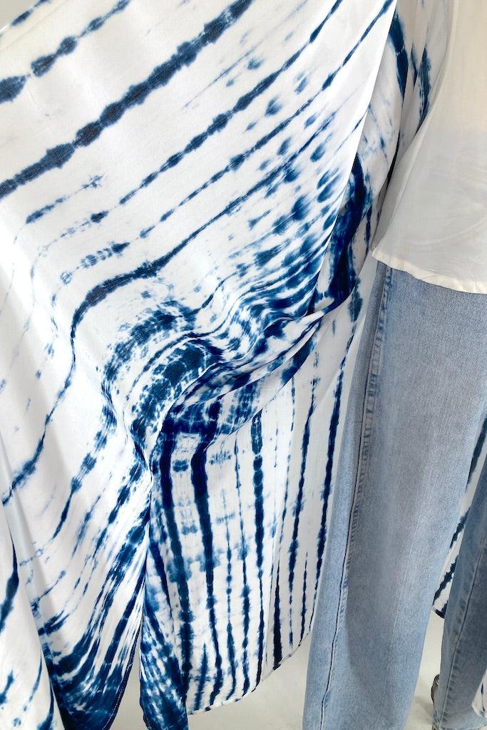 Bali Shibori - White Kimono Robe-ThisBlueBird