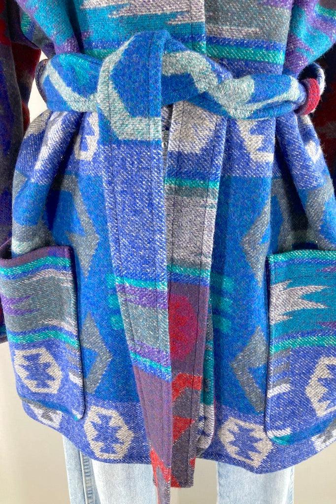 Blue Aztec Blanket Coat-ThisBlueBird