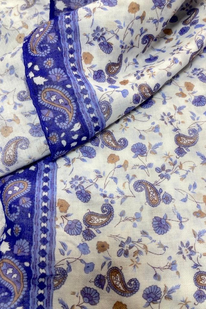 Blue &amp; White Paisley Duster Kimono-ThisBlueBird