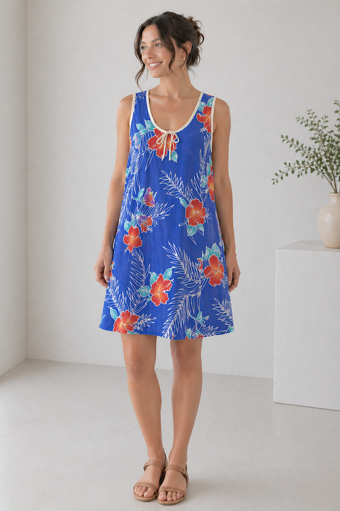Vintage 80s Hawaiian Floral Dress