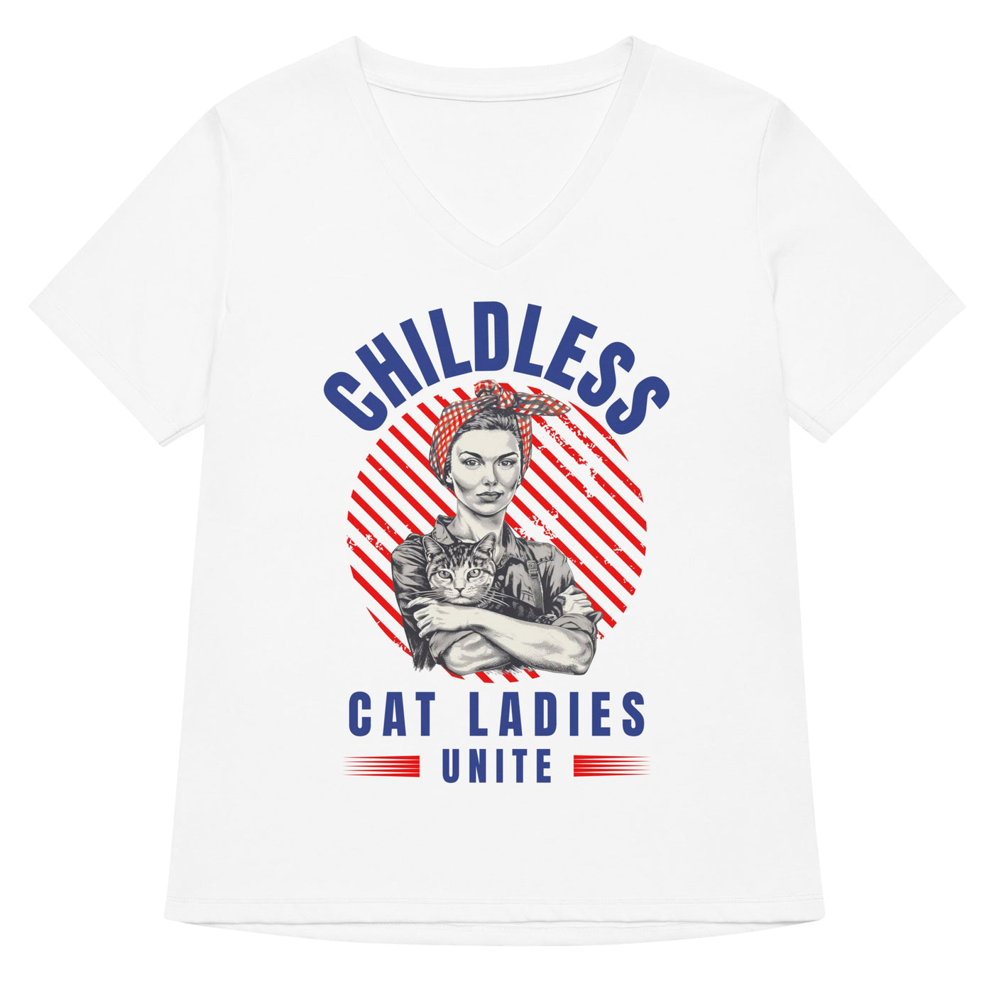 Childless Cat Ladies Unite! Women's V-Neck Tshirt-ThisBlueBird