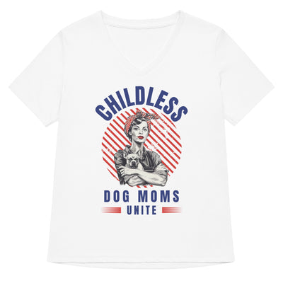 Childless Dog Moms Unite! Women's V-Neck Tshirt-ThisBlueBird