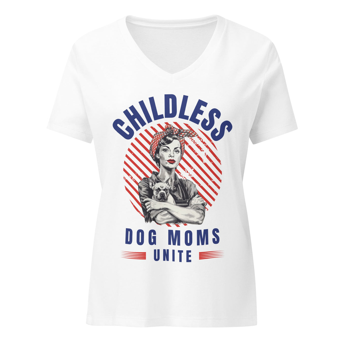 Childless Dog Moms Unite! Women's V-Neck Tshirt-ThisBlueBird