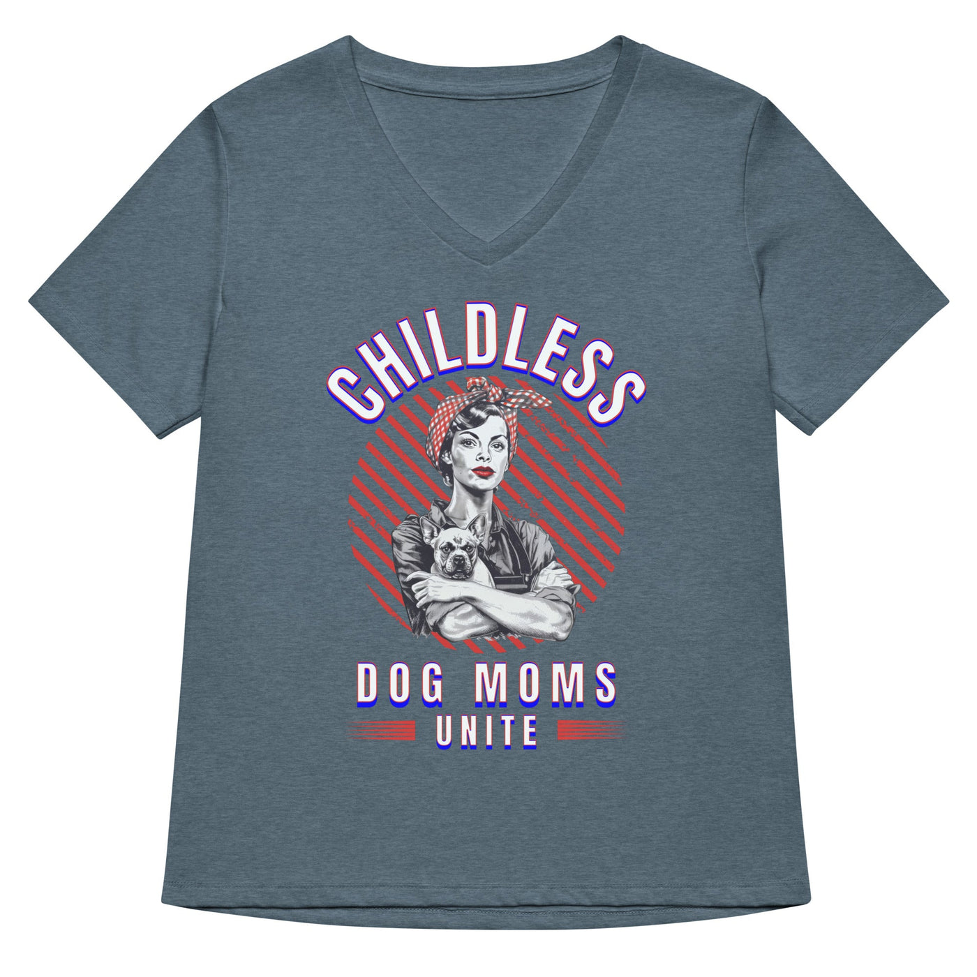 Childless Dog Moms Unite! Women's V-Neck Tshirt-ThisBlueBird