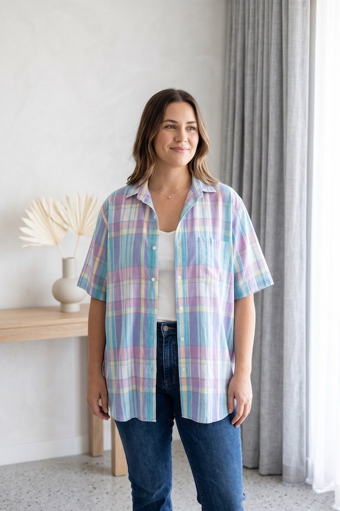 Vintage Pastel Madras Summer Shirt
