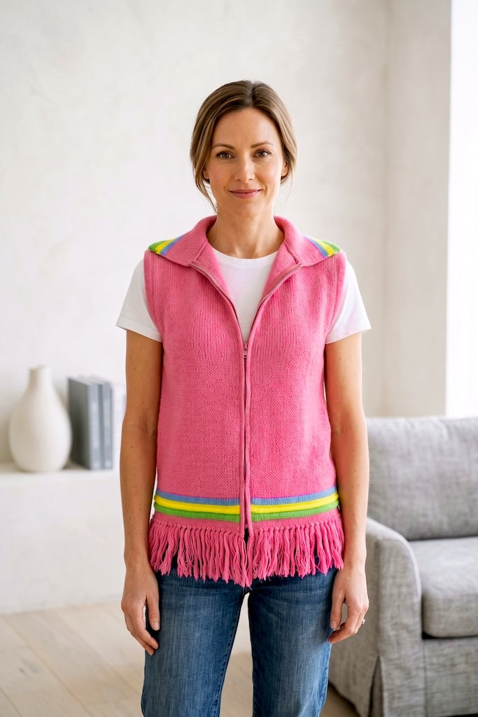 Vintage Pink Cardigan Sweater Vest