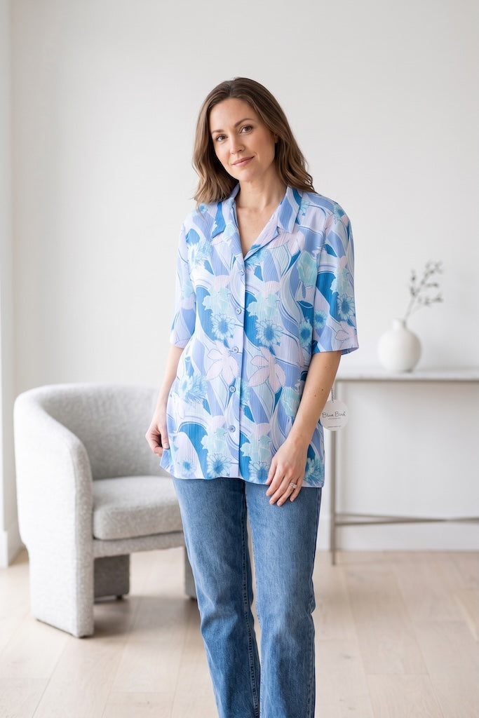 Vintage Tessuti Blue Floral Blouse