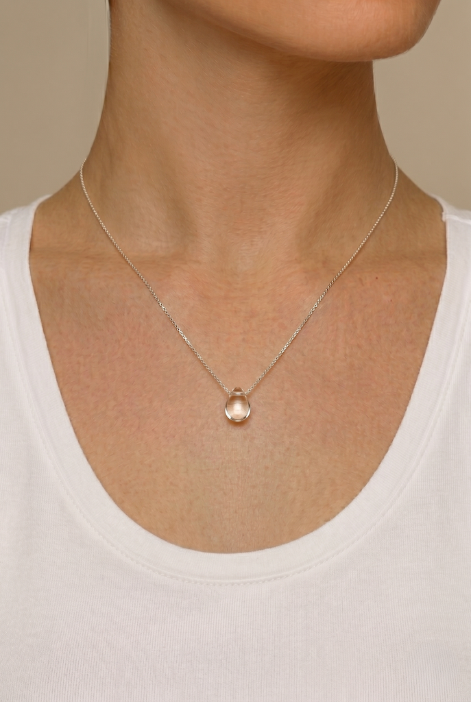 Delicate Sterling Water Drop Necklace-ThisBlueBird