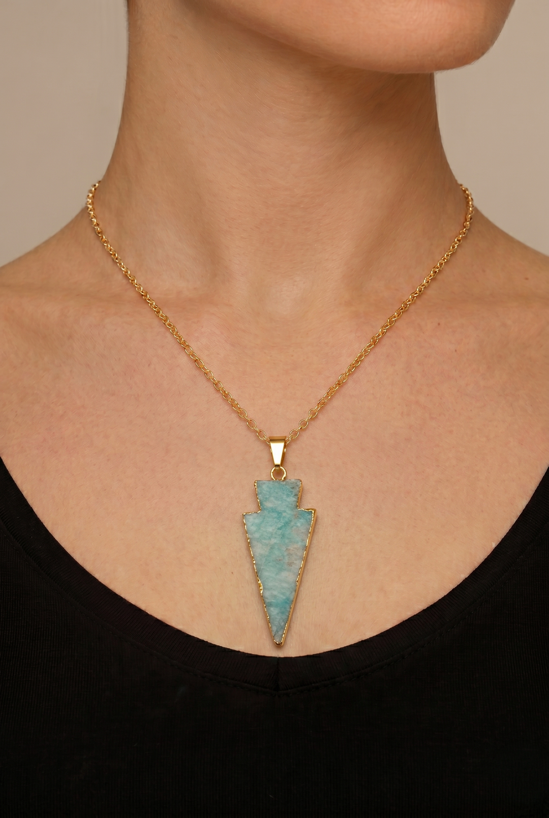 Gemstone Arrowhead Gold Necklace-ThisBlueBird