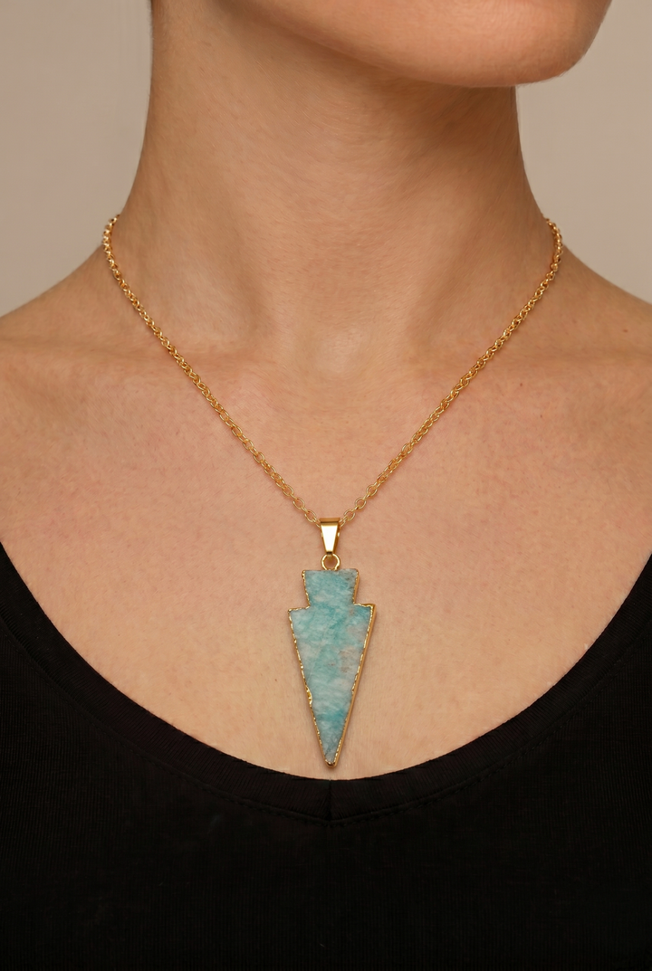 Gemstone Arrowhead Gold Necklace-ThisBlueBird