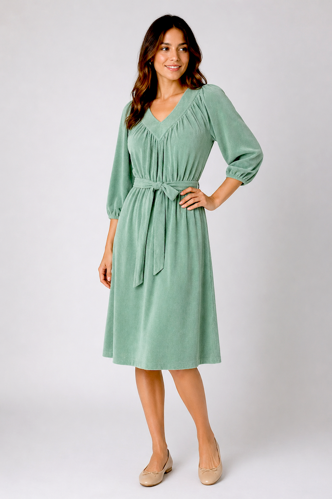 Vintage 1980s Green Terry Dress