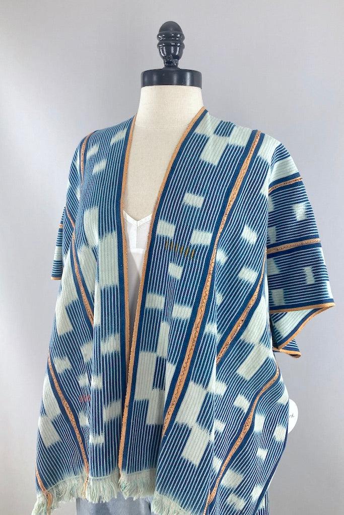 Indigo Baoule Cotton Cardigan - Blue Orange Stripe-ThisBlueBird