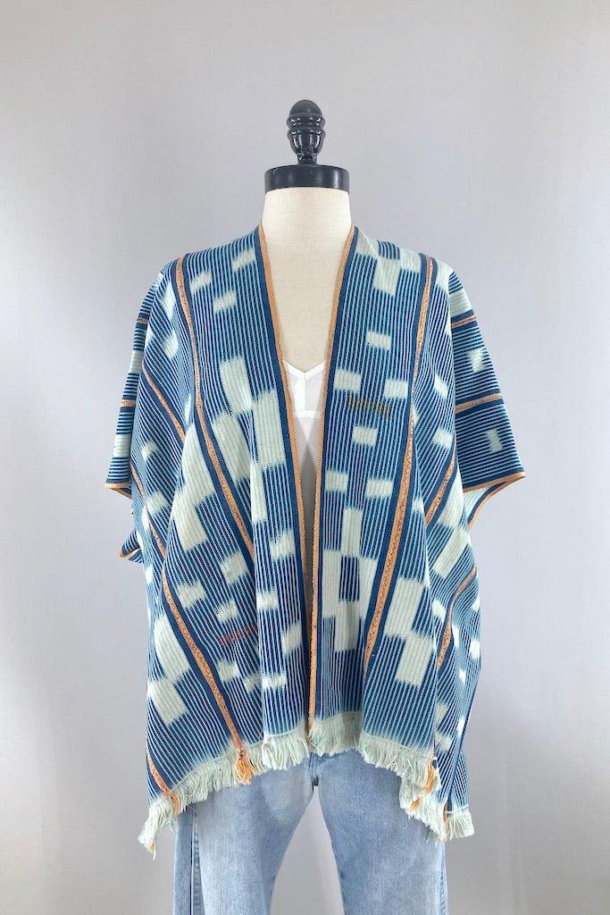 Indigo Baoule Cotton Cardigan - Blue Orange Stripe-ThisBlueBird