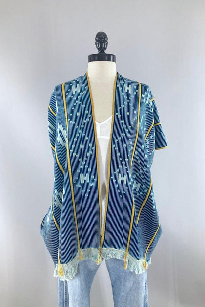 Indigo Baoule Cotton Cardigan - Navy Blue & Yellow-ThisBlueBird