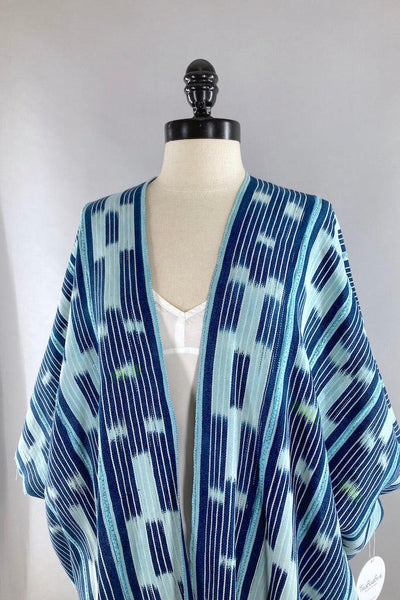 Ivory Coast Sky Blue & White Indigo Cardigan-ThisBlueBird