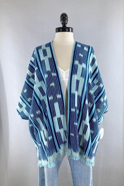 Ivory Coast Sky Blue & White Indigo Cardigan-ThisBlueBird